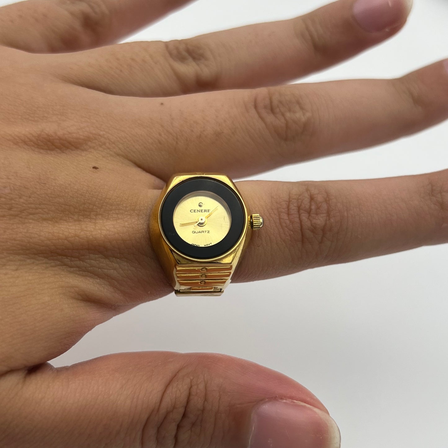 Black Detailed Watch Ring