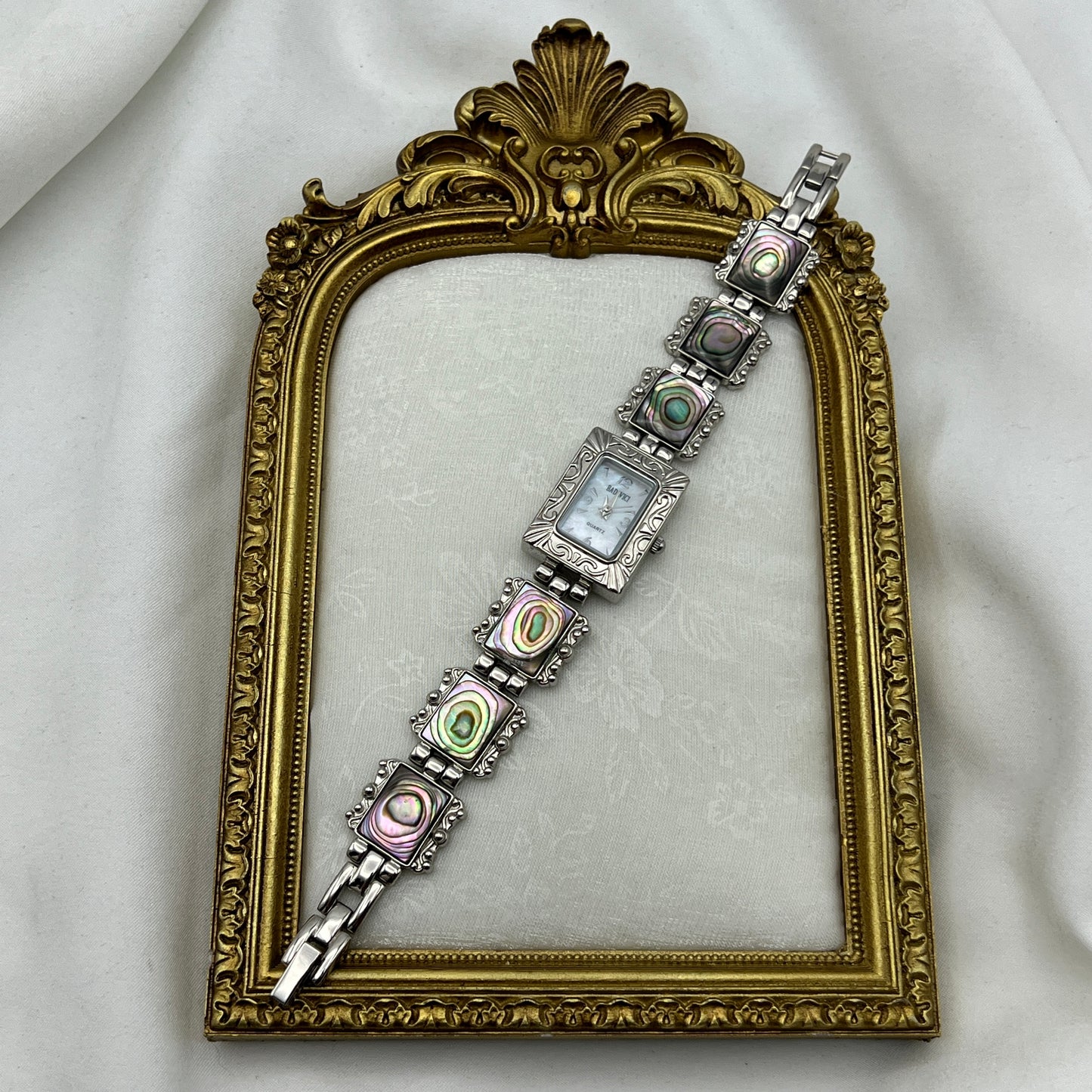 Art Deco Abalone Silver-Tone Watch