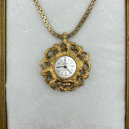 Swiss Gold-Tone Watch Necklace