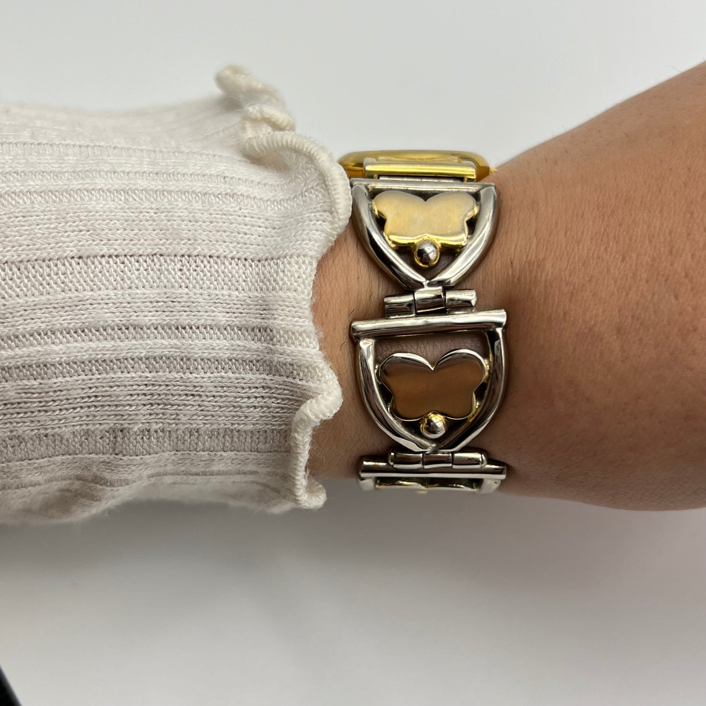 Gold-Toned Watch with Butterfly Strap
