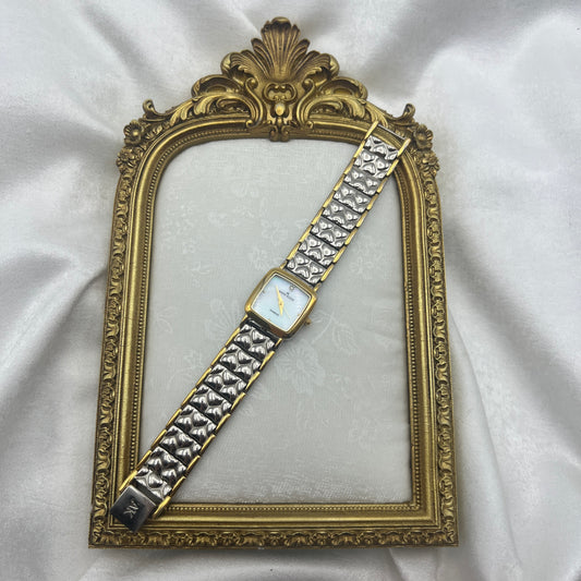 Anne Klein Two-Toned Embossed Heart Watch