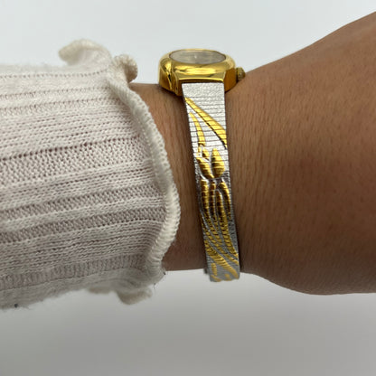 Two-Toned Embossed Flower Watch
