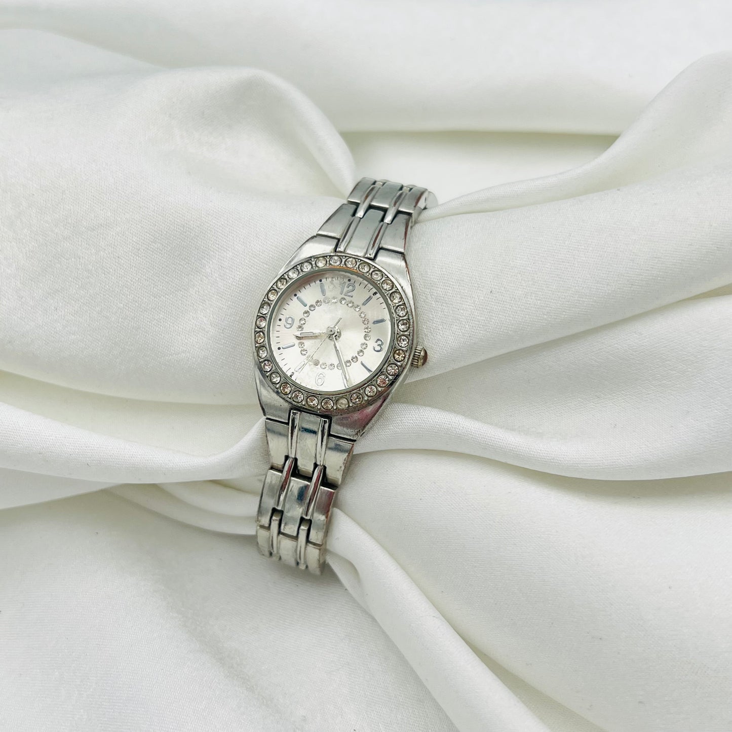 Diamanté Silver-Toned Watch