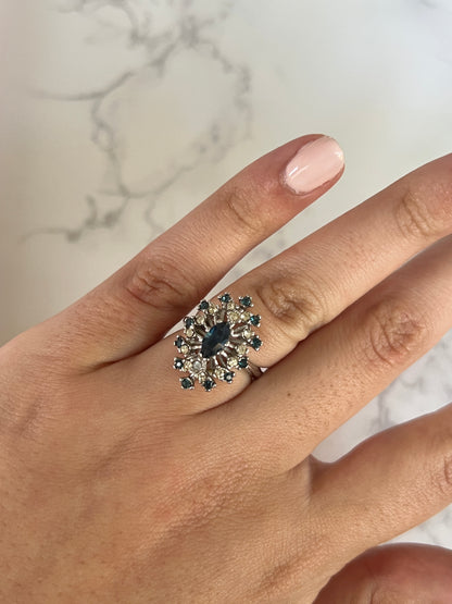 Avon 18kt HGE Blue Stone Marquise Ring