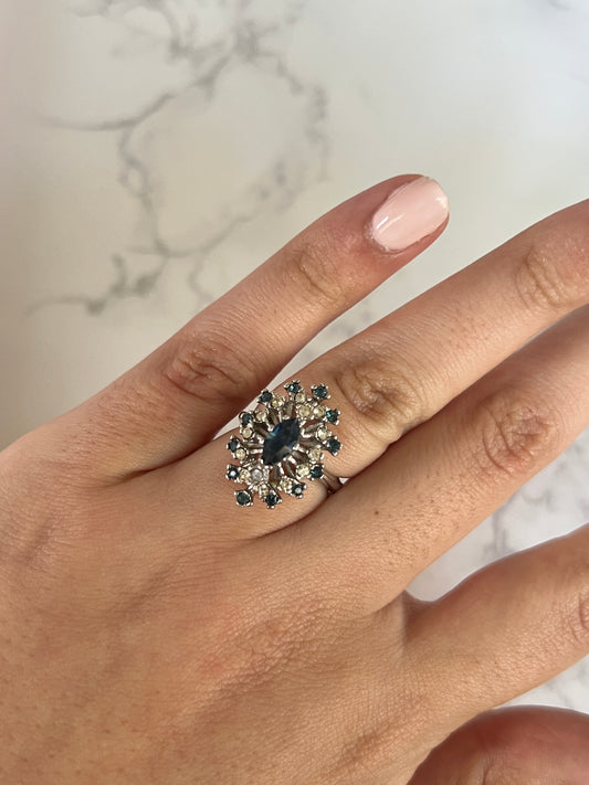 Avon 18kt HGE Blue Stone Marquise Ring