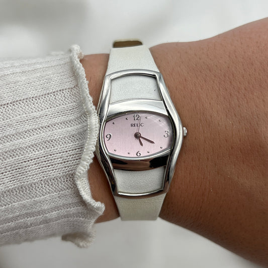Retro Pink Dial Leather Watch