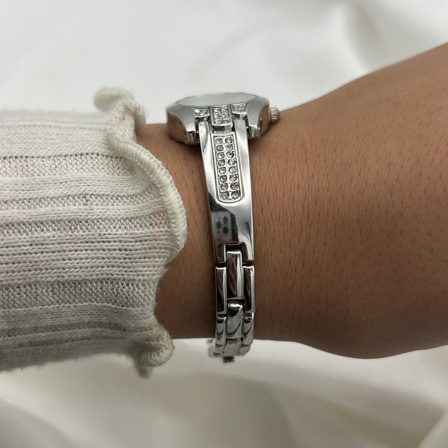 Diamanté Silver-Toned Watch