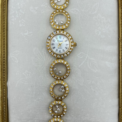 Diamanté Circle Gold-Tone Watch