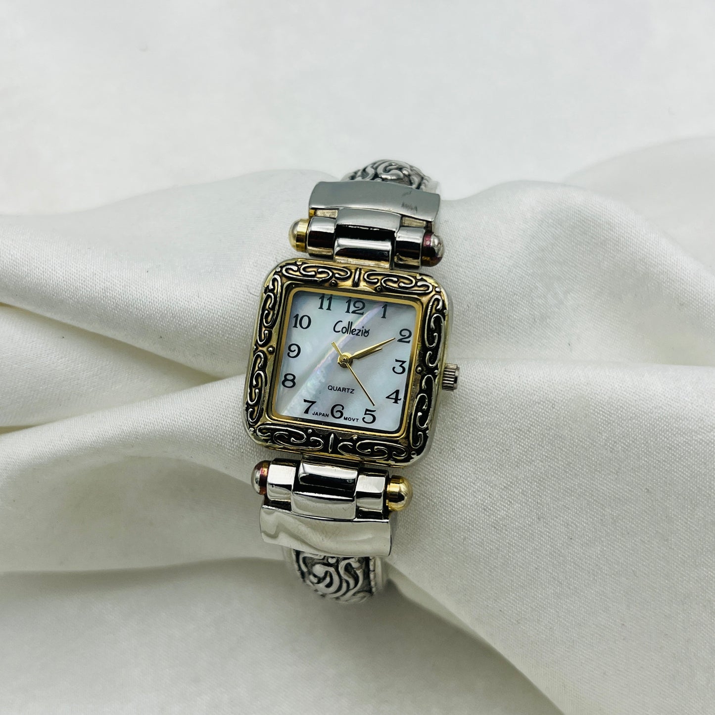 Intricate Two-Toned Watch with Mother of Pearl Dial