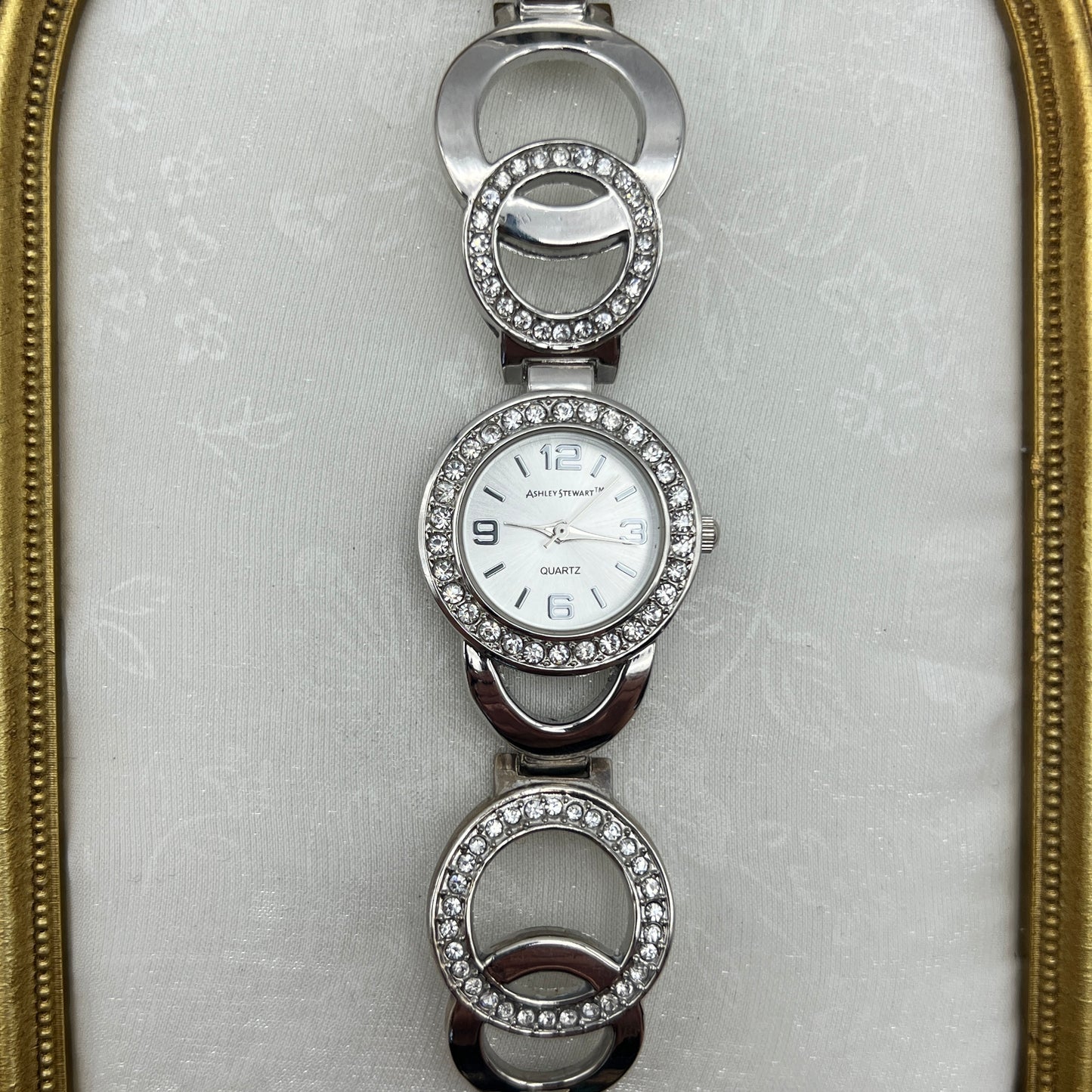 Diamanté Circle Strap Silver-Tone Watch