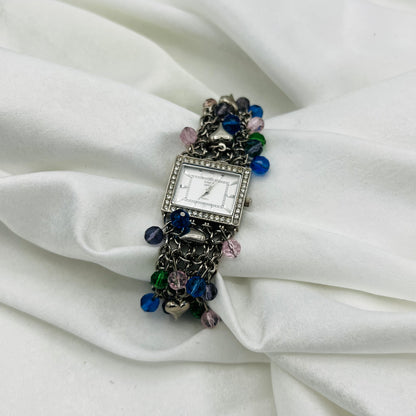 Silver-Toned Watch with Charms