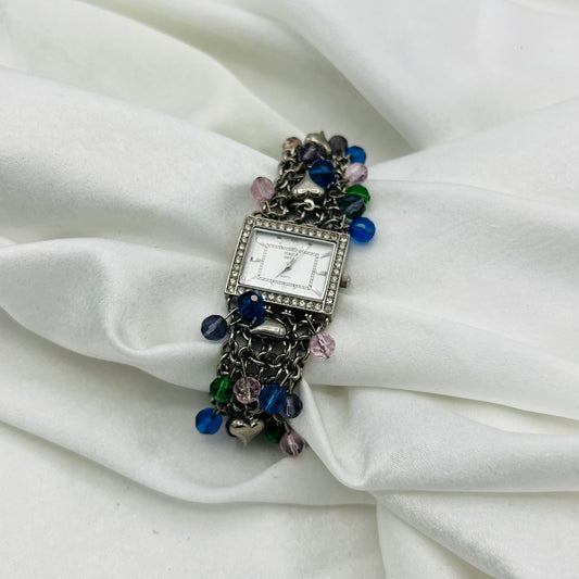 Silver-Toned Watch with Charms