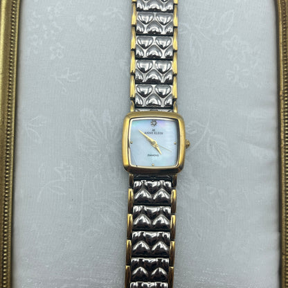 Anne Klein Two-Toned Embossed Heart Watch