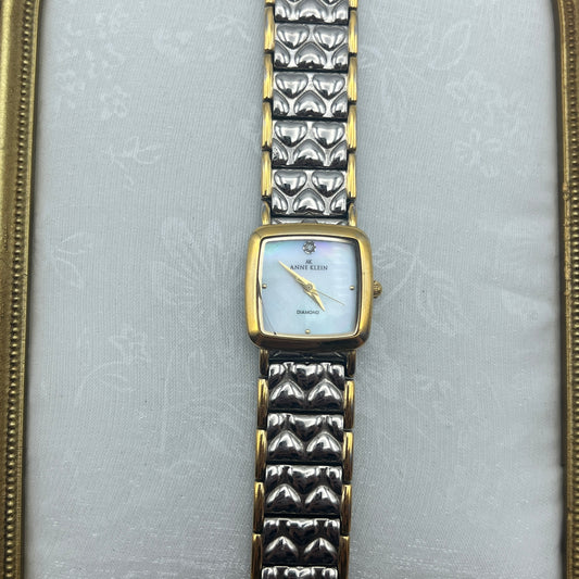 Anne Klein Two-Toned Embossed Heart Watch