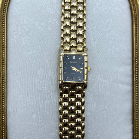 Unique Gold Tone Watch with Rounded Links