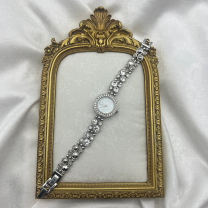 Diamanté Silver-Toned Watch