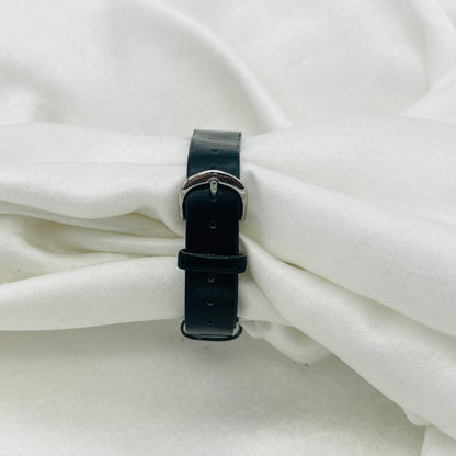 Snowman Black Leather Watch