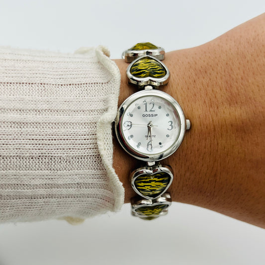 Tiger-Patterned Heart Watch