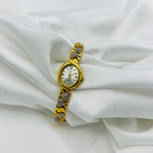 Gold Heart Strap Watch