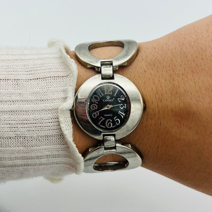 🩶 Silver-Toned Watch with Circle Detailing