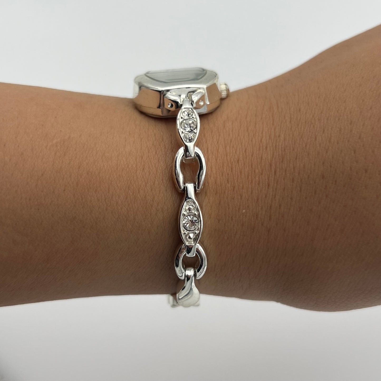 Diamanté Silver-Toned Watch