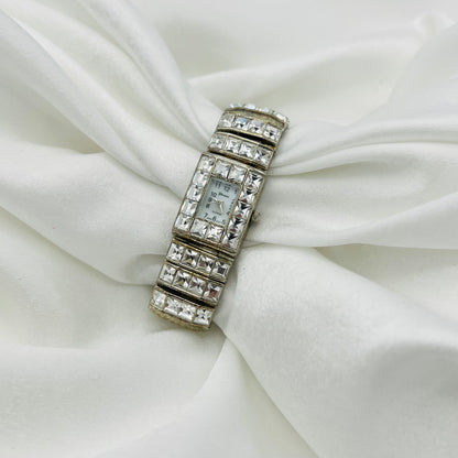 Iced Out Silver Diamanté Watch