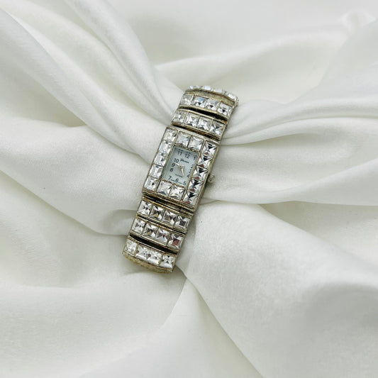 Iced Out Silver Diamanté Watch