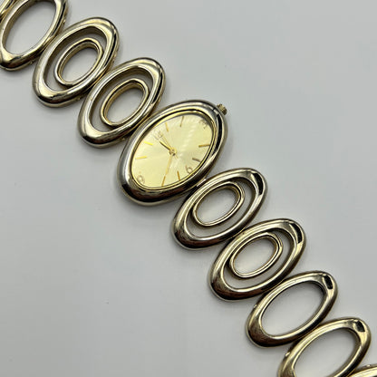 💛 Gold-Toned Watch with Double Circle Detailing