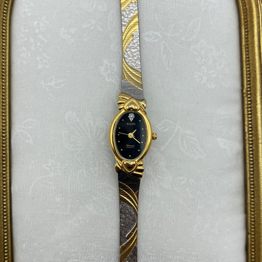 Elgin Two-Tone Hearts Bezel Watch