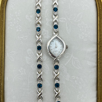 Sapphire-Toned Matching Watch & Bracelet Set
