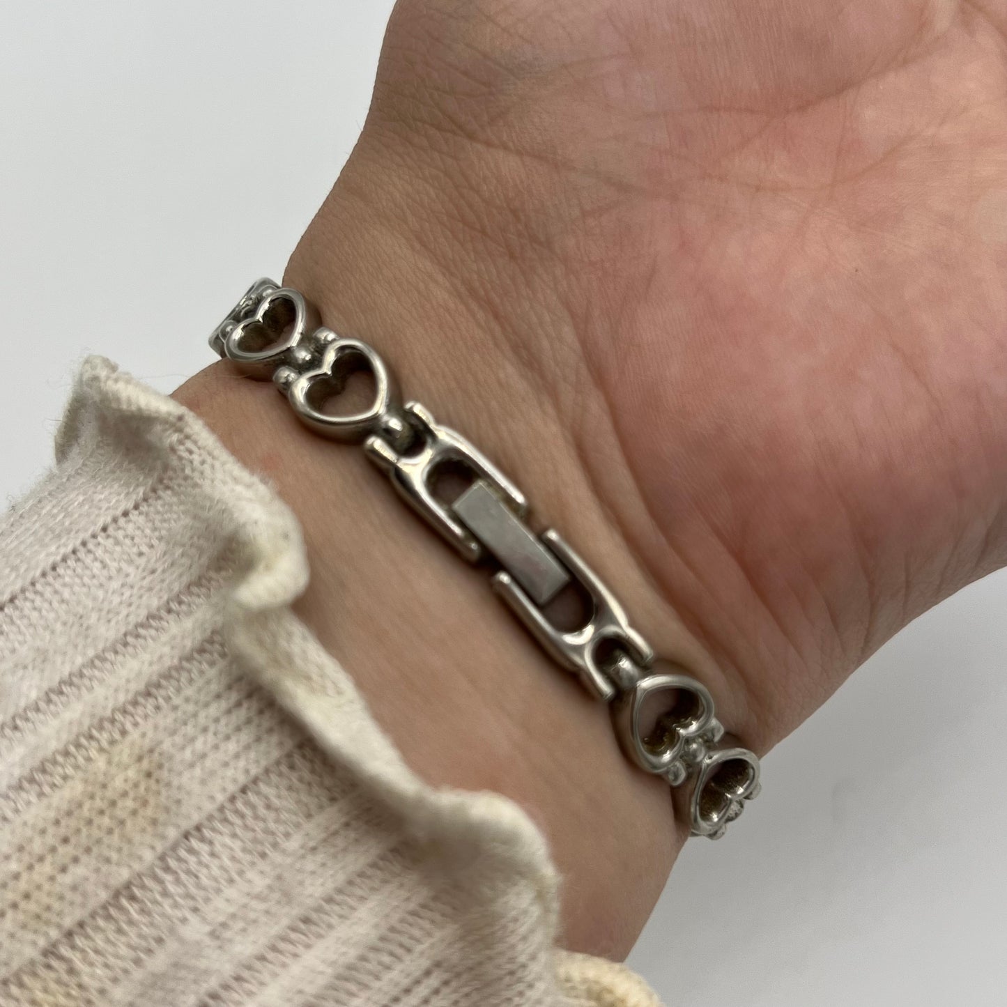 Silver-Toned Heart Strap Watch
