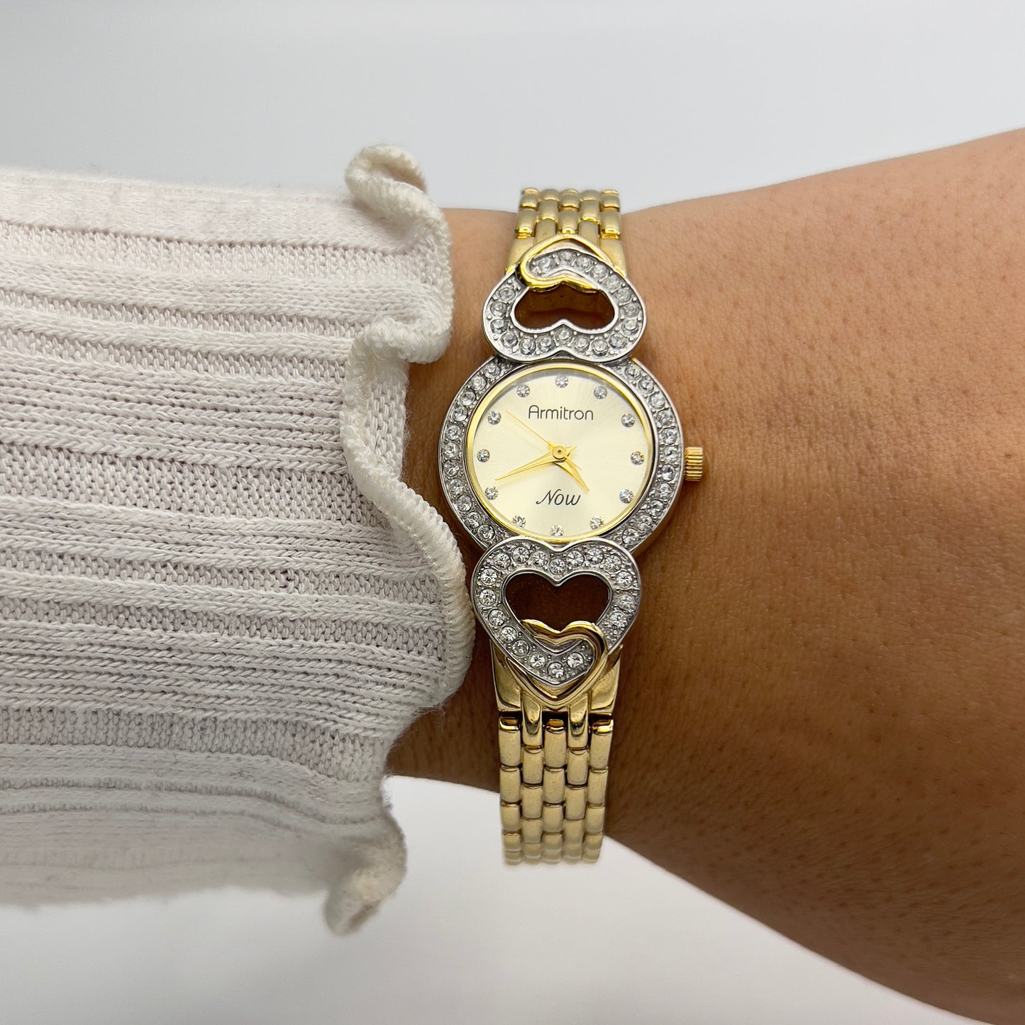 Gold-Toned Watch with Heart Diamanté