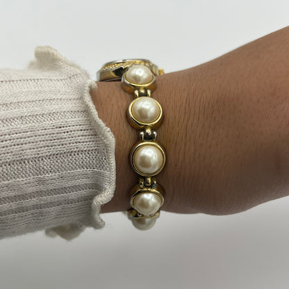 Gold-Toned Pearl Strap Watch