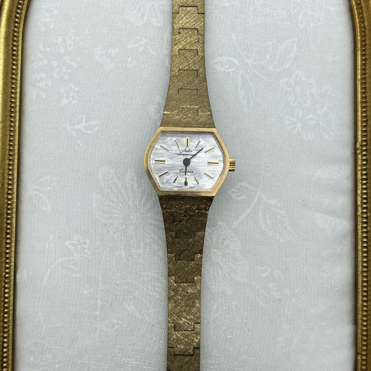 Beautiful Textured Jules Jurgensen Gold Tone Watch