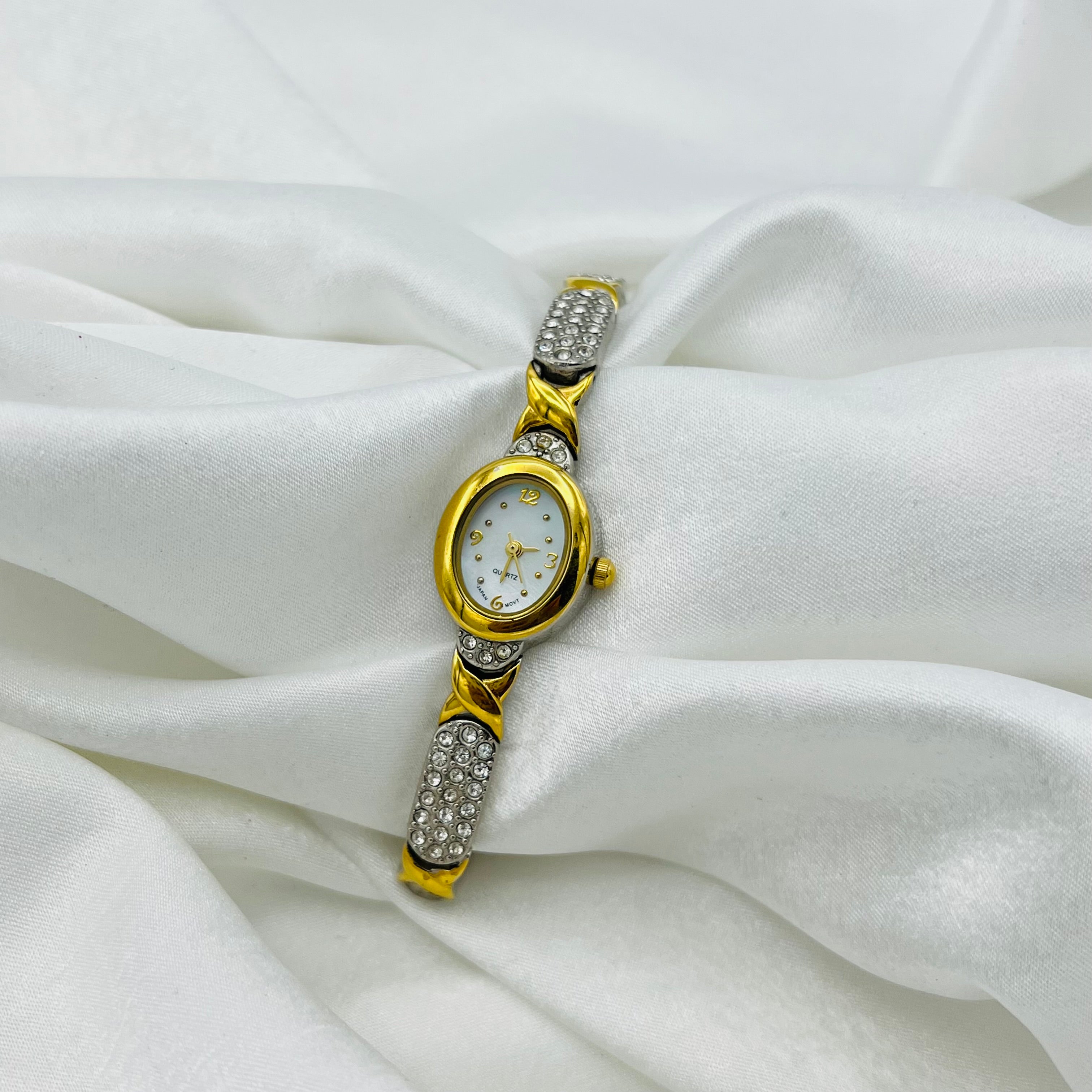 💎 Two-Toned Watch with Diamanté Strap