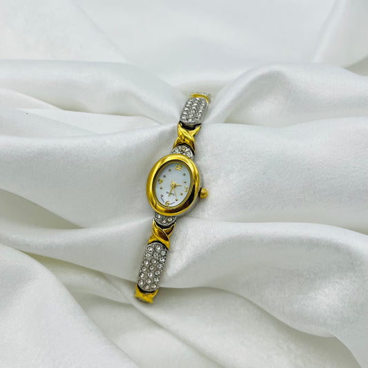 Two-Toned Watch with Diamanté Strap