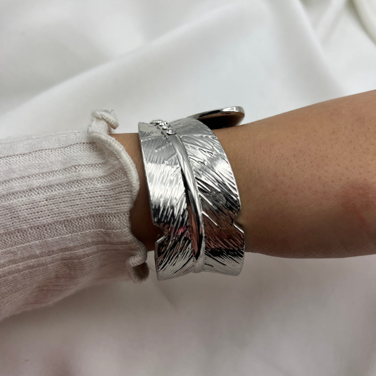 Feather Diamanté Cuff Bracelet
