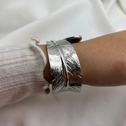 Feather Diamanté Cuff Bracelet