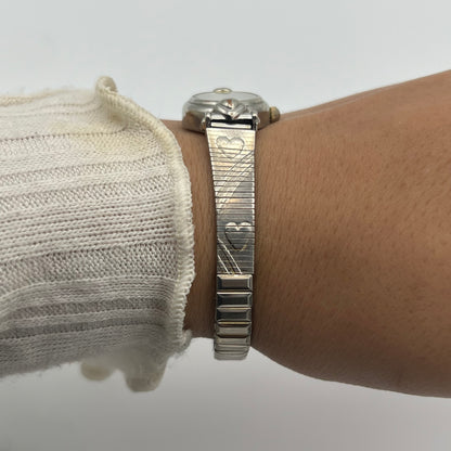 Silver-Toned Heart Watch