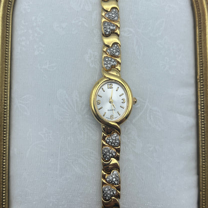 Gold Heart Strap Watch