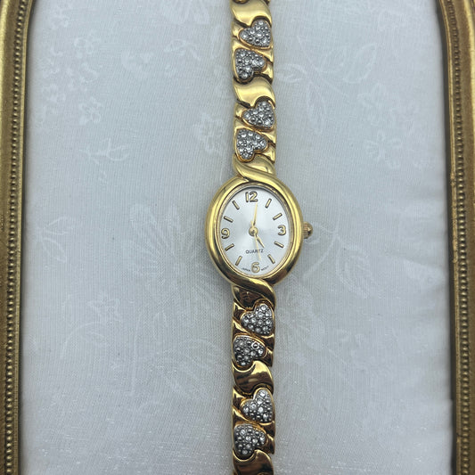 Gold Heart Strap Watch