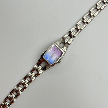 Silver-Toned Watch with Pastel Dial