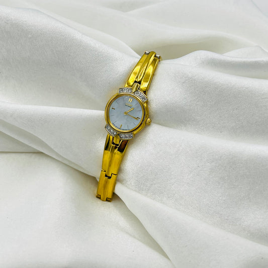 RARE Citizen Eco-Drive Diamanté Gold-Toned Watch with Mother of Pearl Dial