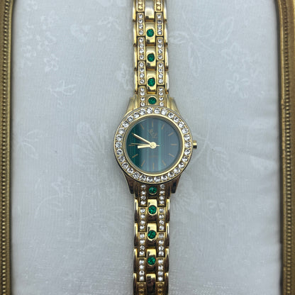 Forest Green Dial & Diamanté Watch