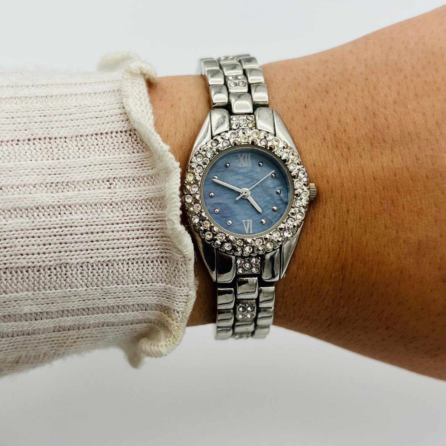 Cute Diamanté Blue Dial Watch