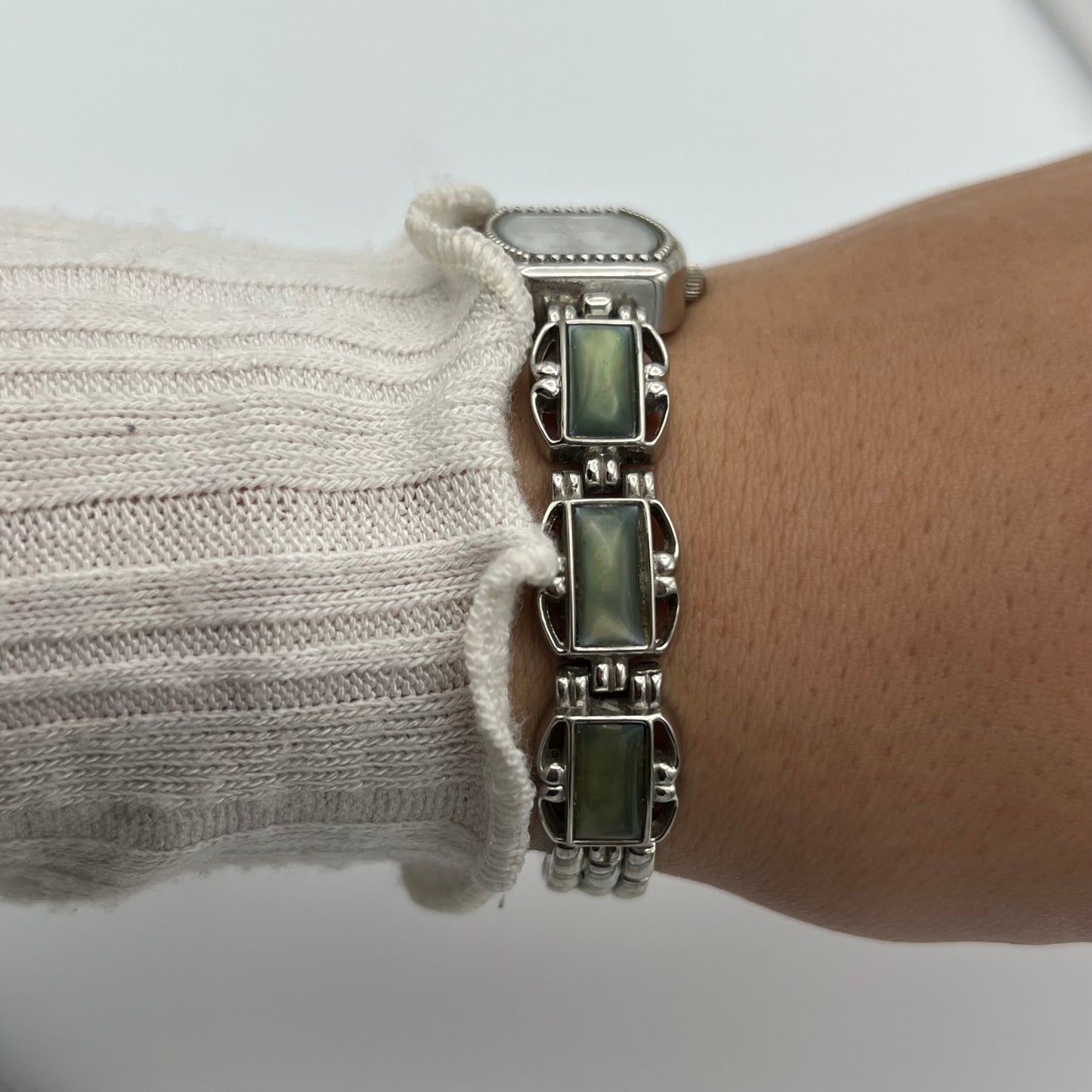 Silver-Toned Abalone Watch