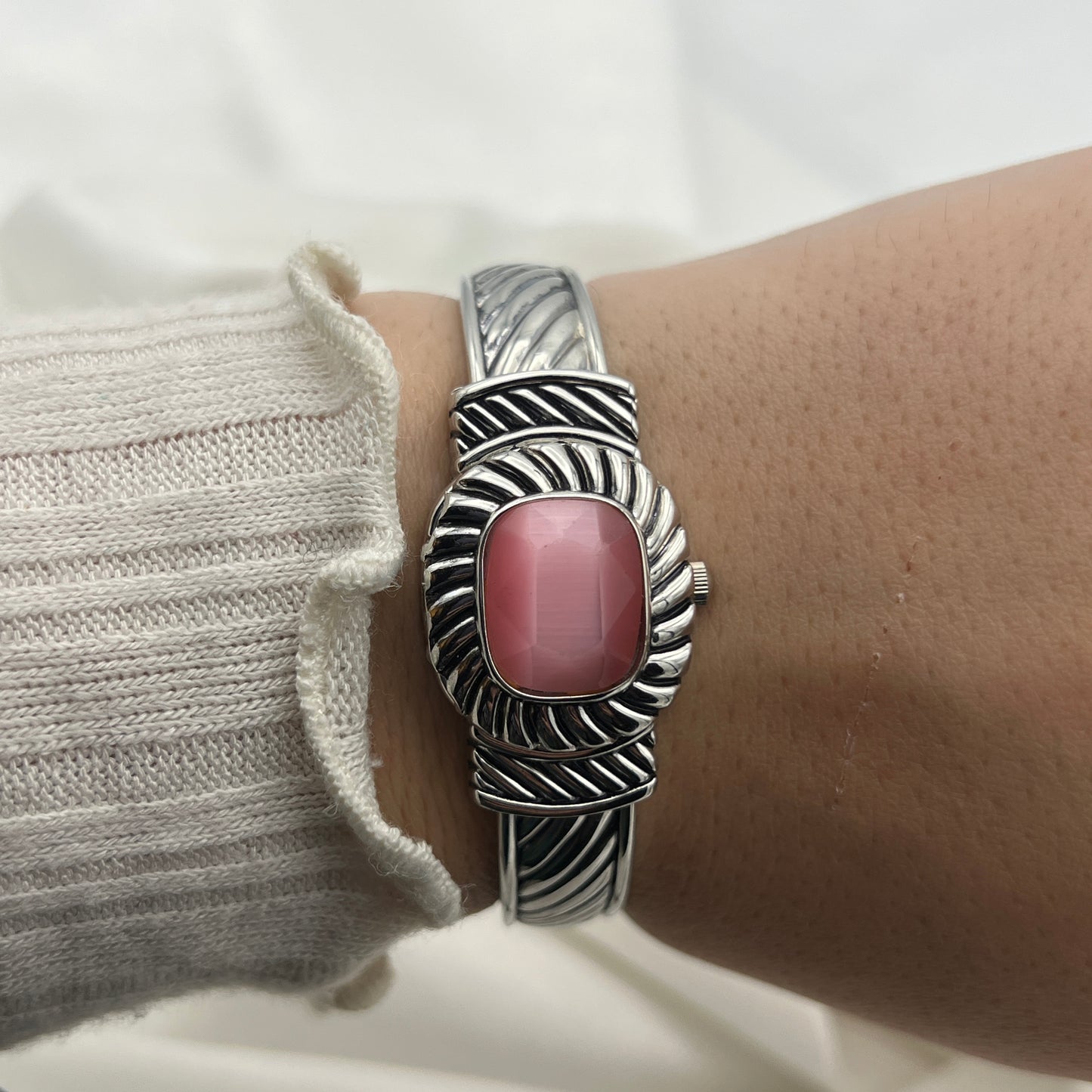 Pink Gemstone Peek-a-Boo Watch
