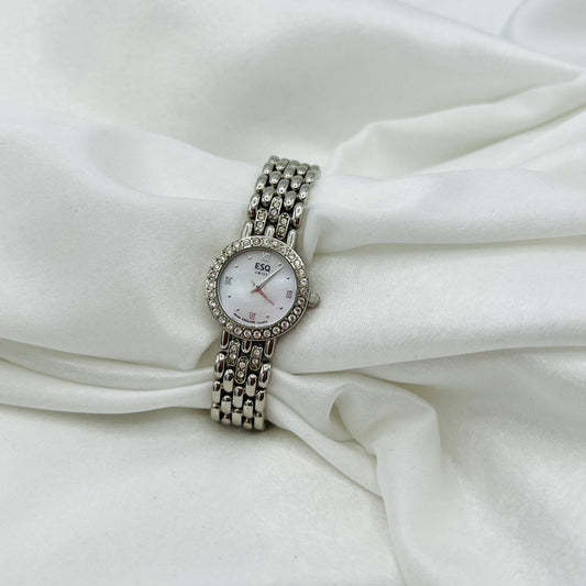 ESQ Silver-Toned Diamanté Watch