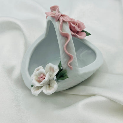 Vintage Coquette Porcelain Trinket Basket