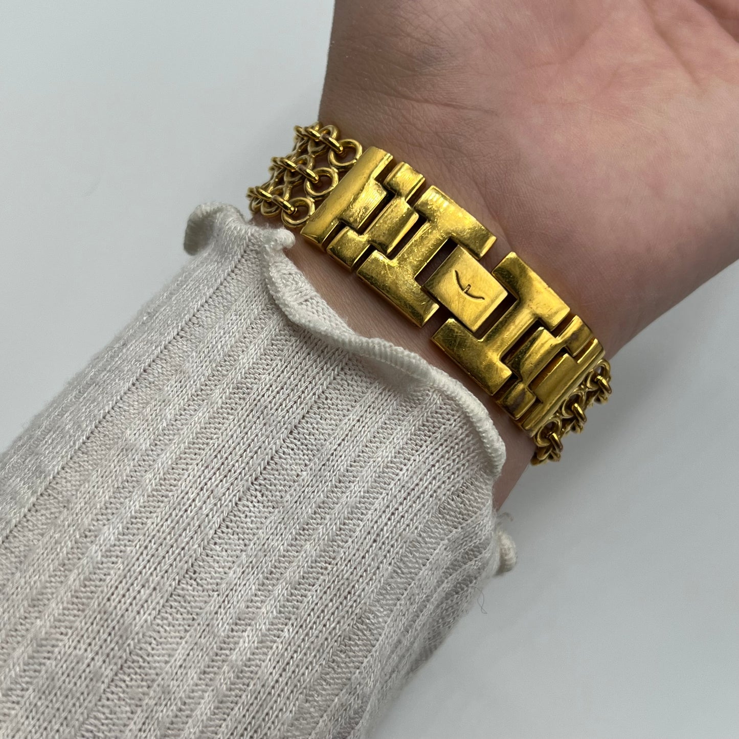 Gold-Toned Watch with Rectangular Dial